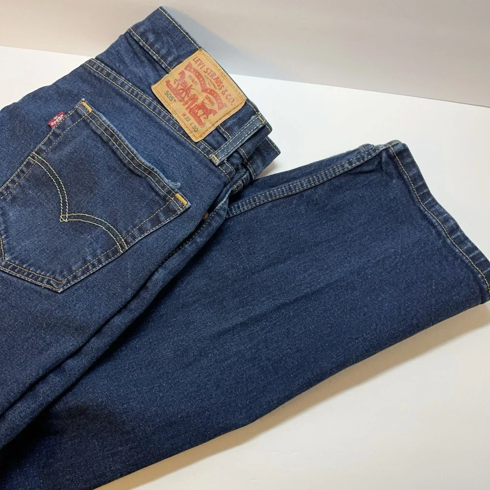 Levis Mens 33x30 *33x28 Med Wash Jeans‎ 505 Straight Fit Regular Western Classic